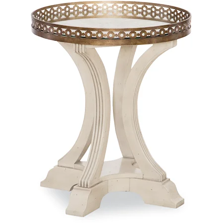Gallery Round End Table with Brass Railing